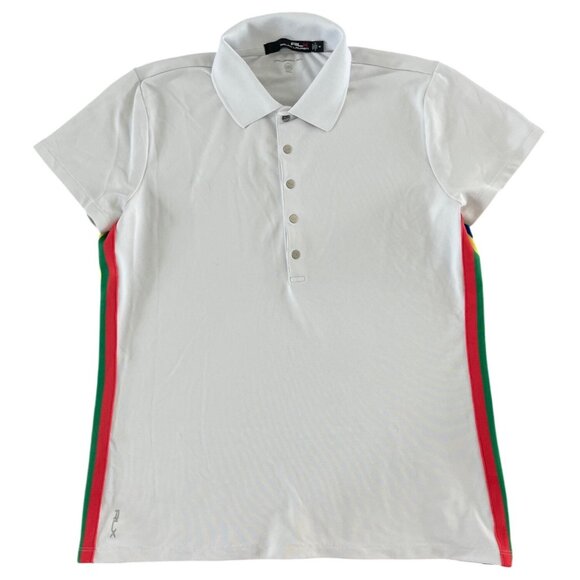 Ralph Lauren RLX Striped-Trim‎ Golf Polo Shirt White Performance Snap M $98.50 - Picture 5 of 11